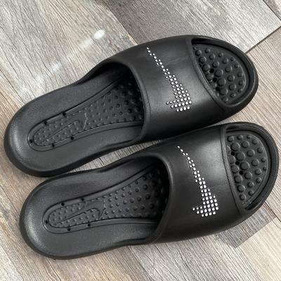 Nike Shoes | - Nike Black Slide Sandals | Color: Black/White | Size: 9