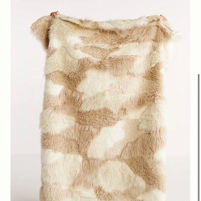 Anthropologie Bedding | Anthropologie Meranda Faux Fur Throw Blanket | Color: Cream/Tan | Size: 60”X50”