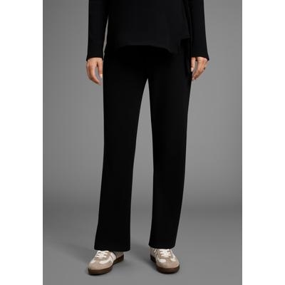 Umstandshose NEUN MONATE "Weite Jerseyhose für Schwangerschaft und Stillzeit", Damen, Gr. 40/42, N-Gr, schwarz, Jersey, Obermaterial: 95% Baumwolle, 5% Elasthan, unifarben, Basic, lässig geschnitten lang, Hosen, Umstands-Hose aus Rippware mit weitem...