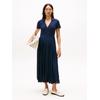 Wickelkleid TOMMY HILFIGER "1985 PLEATED WRAP POLO DRS", Damen, Gr. XL (42), N-Gr, blau (schwarz night navy), Web, Obermaterial: 100% Polyester, unifarben, casual, regular fit, Kurzarm, Kleider, mit Bundfalten