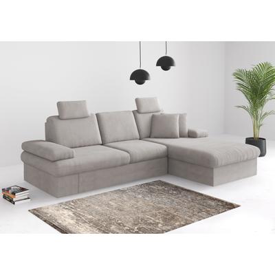 Ecksofa SIT & MORE "Moreno", grau (hellgrau), B:247cm H:82cm T:171cm, 100% Polyester, Sofas, mit Armteilverstellung,wahlweise mit Bettfunktion Image