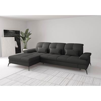 Ecksofa SIT & MORE "Amica, L-Form, inkl. Sitztiefenverstellung & Armteilverstellung", grau (anthrazit), B:279cm H:90cm T:185cm, Sofas, wahlweise mit Bettfunktion, Bettkasten und Kopfteilverstellung Image