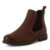 Chelseaboots TAMARIS, Damen, Gr. 42, braun (dunkelbraun), Nubukleder, Elastischer Einsatz, unifarben, used, klassisch, Schuhe, Blockabsatz, Stiefelette, Businesschuh, Schlupfboots, Anziehlasche
