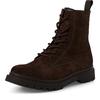 Schnürstiefelette TAMARIS, Damen, Gr. 39, braun (dunkelbraun), Veloursleder, unifarben, klassisch, Schuhe, Blockabsatz, Schnürboots, Herbstschuh mit Ziernähten