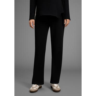 Umstandshose NEUN MONATE "Weite Jerseyhose für Schwangerschaft und Stillzeit", Damen, Gr. 36/38, N-Gr, schwarz, Jersey, Obermaterial: 95% Baumwolle, 5% Elasthan, unifarben, Basic, lässig geschnitten lang, Hosen, Umstands-Hose aus Rippware mit weitem...