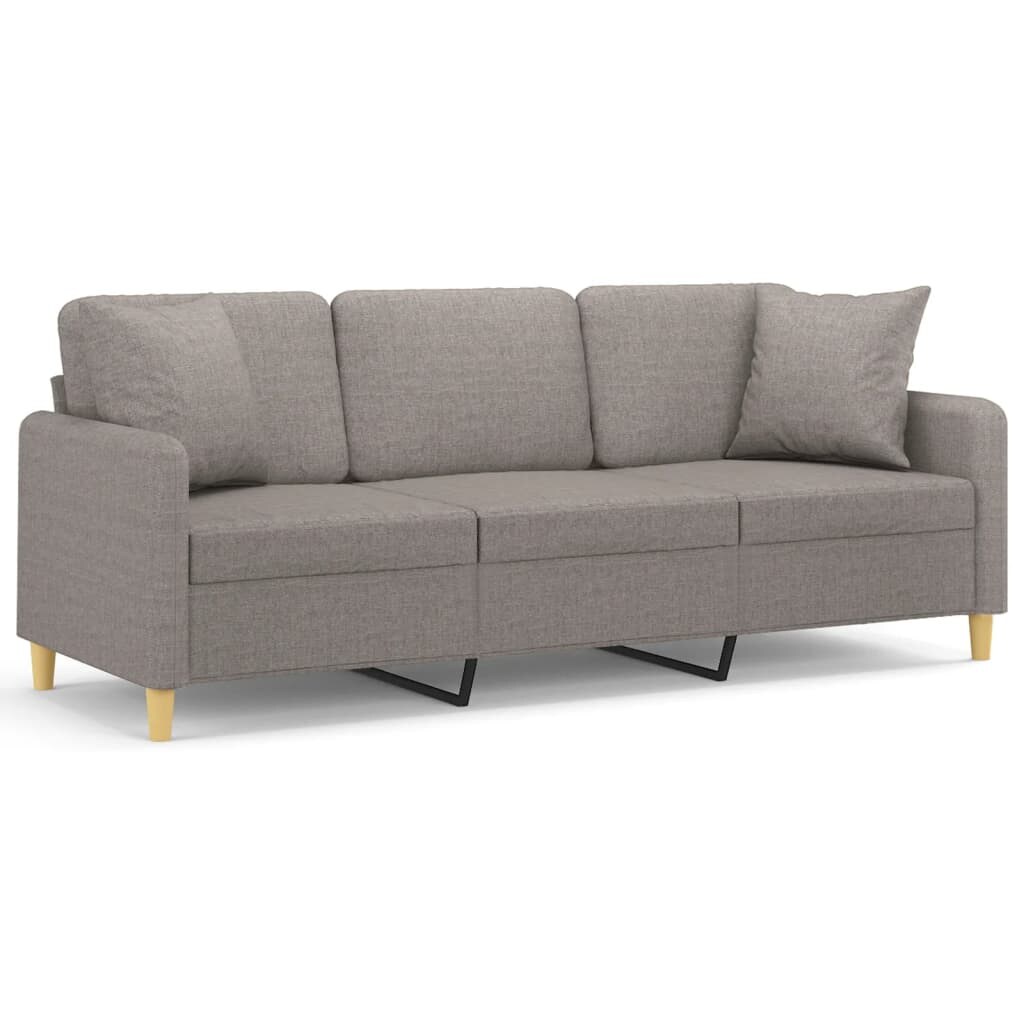 vidaXL 3-Sitzer-Sofa mit Zierkissen Taupe 180 cm Stoff Image