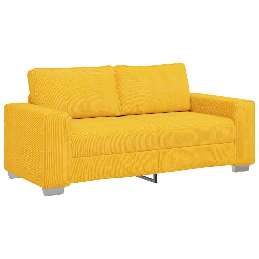 vidaXL Zweisitzer-Sofa Hellgelb 180x77x82 cm Cordstoff Image
