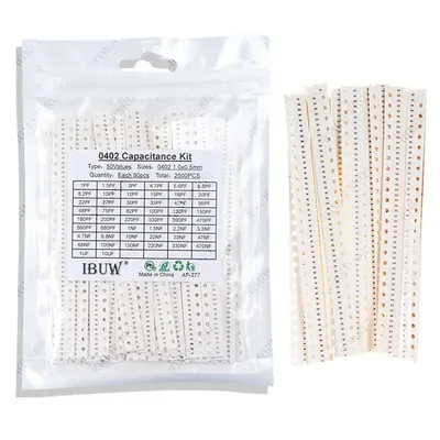 0402 SMD-Keramikkondensator-Sortiment-Kit 1pF ~ 10uF 50 Werte * 50 Stück = 2500 Teile/los Chip-Keramikkondensator-Proben ki hjxrhgal Image