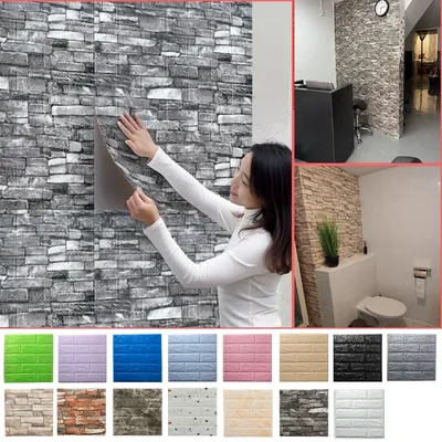 3D-Schaum-Wandaufkleber, selbstklebende dekorative Tapetenpaneele, Heimdekoration für Wohnzimmer, Schlafzimmer, Wohnheim, feuchtigkeitsbeständige Tapete Image