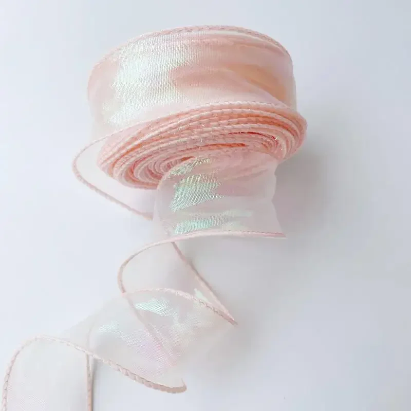 10 Yards schillernde Fischschwanz-Garnbänder, Blumenstrauß, Verpackung, Organza, verdrahtetes Band, Weihnachten, Hochzeit, Dekoration, Geschenkverpackung Image