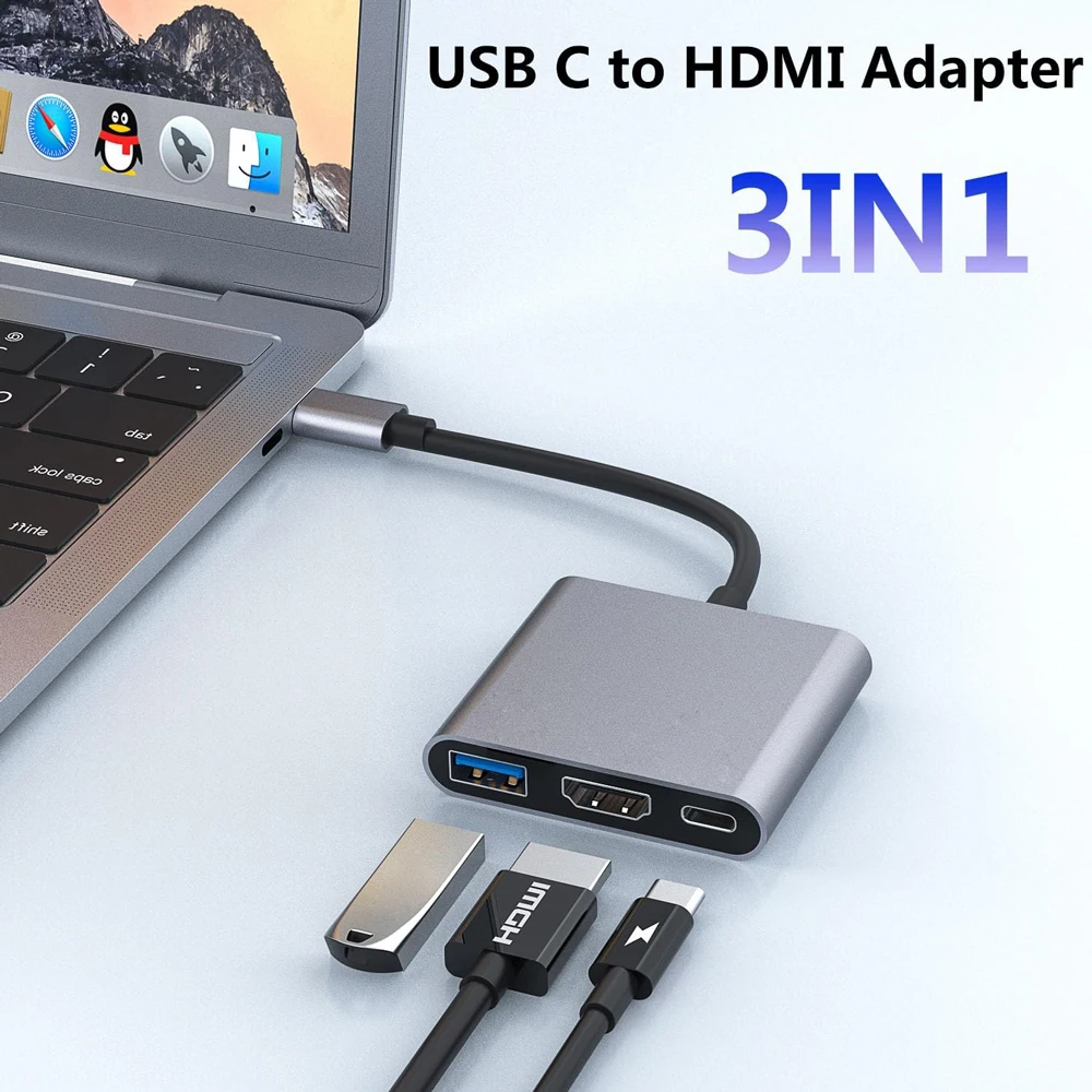 Typ-C-zu-HDMI-Dockingstation USB3.0 4K HD-Hub für Projektoren, USB-Discs, Laptops, MacBook, Samsung, Huawei, iPhone Image