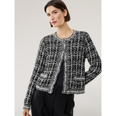 Walbusch Damen Tweed Strickjacke Black&White Weiss mehrfarbig Image