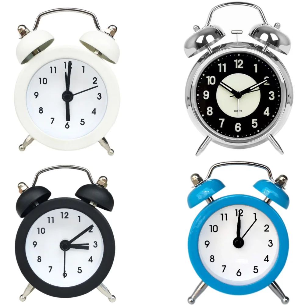 Silent Clock Twin Bell Alarm Clock Loud Alarm Great For Heavy Sleepers For Bedroom Decoration Rabbit Ears Cute Mini Metal Alarma