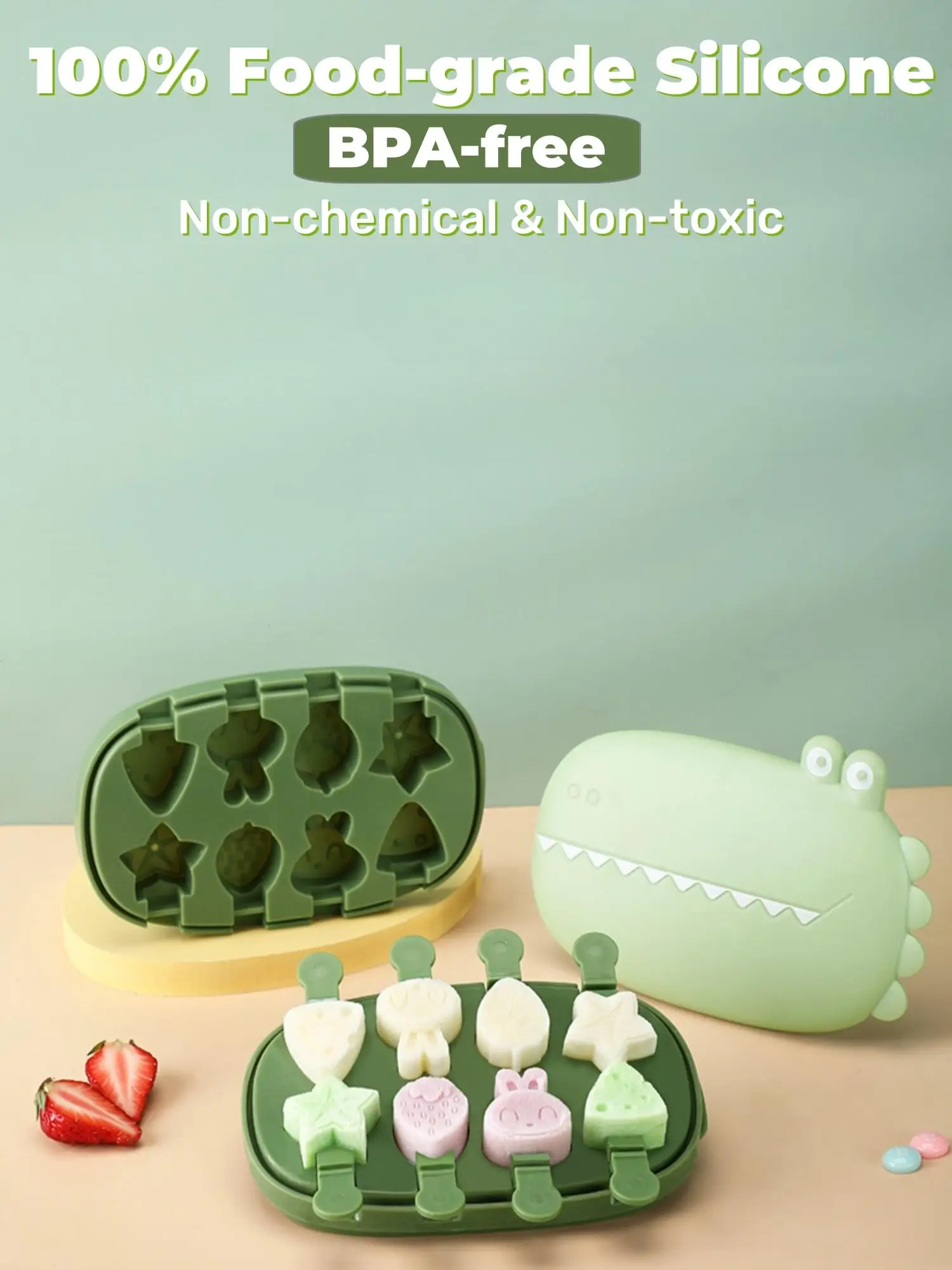 Silikon Eis am Stiel Form, niedlichen Cartoon Tier Blume Kaninchen form, Mini-Größe wieder verwendbare Kuchen Pop Form Set mit Deckel und Stick, einfach zu Image