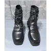 Schwarze kurze Stiefel aus echtem Leder mit quadratischer Zehenpartie für Herren, mittelhohe Absätze, Riemchenstiefeletten, britische Chelsea-Stiefel, Herrenschuhe, Größe 47