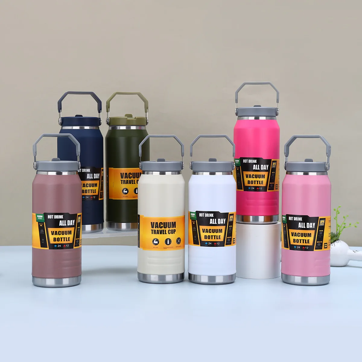 Amerikanischer großer Eiskübel aus Edelstahl 304, Outdoor-Bergsteigen und Radfahren, Sportwasserflasche, Strohbecher Image