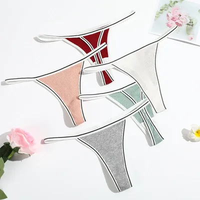 5 Stück neuer Tanga sexy Damenunterwäsche Faden niedrige Taille Tanga Unterwäsche gestreifte Unterwäsche Image