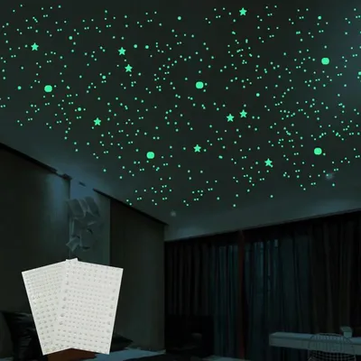 3D leuchtende Wandaufkleber Mond Sterne Punkte Baby Elefant Einhorn Aufkleber Kinderzimmer Schlafzimmer Home Dekoration Glow In The Dark Aufkleber Image
