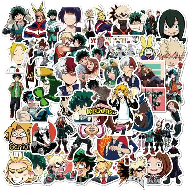50 Stück neue Anime My Hero Academia Aufkleber – wasserfeste Aufkleber für Gepäck, Motorrad, Trolley, Notebook (Anime Worlds Store) Image