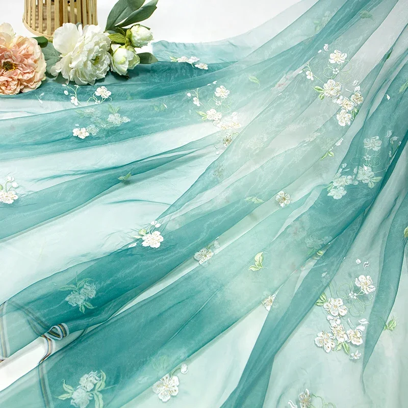 Kleine Birne Blume Stickerei Stoff DIY Hanfu Alten Stil Cheongsam Sommer Rock Kinder Kleidung Baby Kleiden Designer Stoff