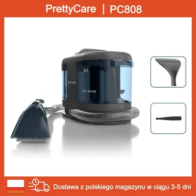 PrettyCare Akku-Stoffsauger PC808 Teppichstaubsauger, 15 kPa, 1,4 m Schlauch, tragbarer Fleckenreiniger mit 1,7 l Wassertank Image