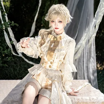 Lolita Prinz Gothic Cosplay Süßes Damen Y2K Trägerrock Set Prinzenanzug Neutrales mittelalterliches Hofdrama-Kostüm Image
