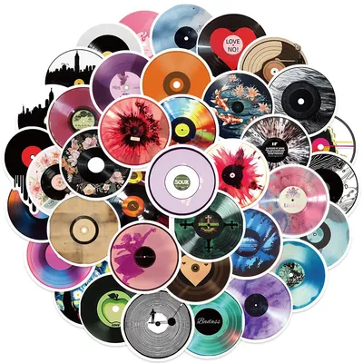 50PCS Vinyl CD Record Graffiti Stickers - Adhesive PVC Decals for Luggage, Scooters, Cups & Computers（ Anime Worlds Store）