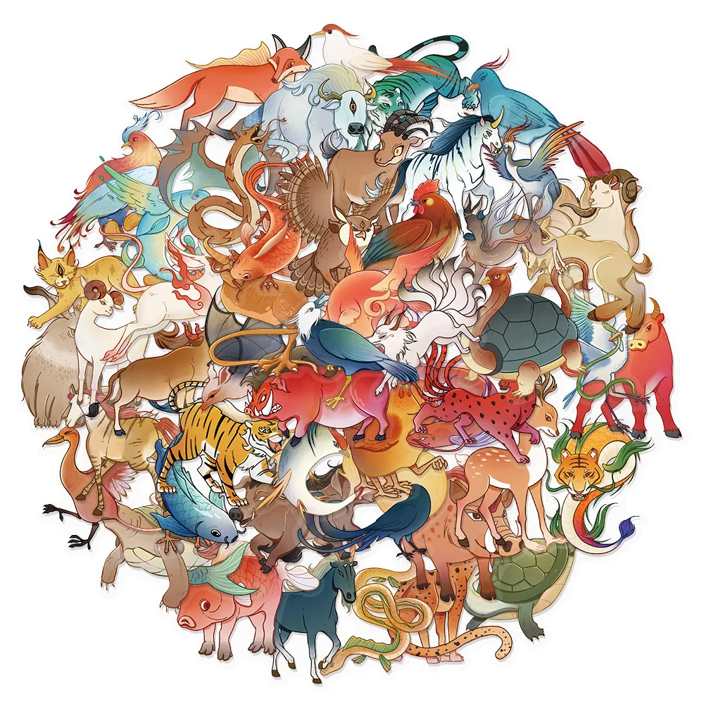 50PCS Humorvolle Shan Hai Jing Graffiti Aufkleber DIY Gepäck Notebook Wasser Tasse PET Wasserdichte Aufkleber Image