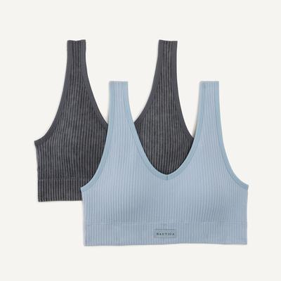 Nautica Women's Stonewashed Ribbed Seamless Bra, 2-Pack 010 (Black), M