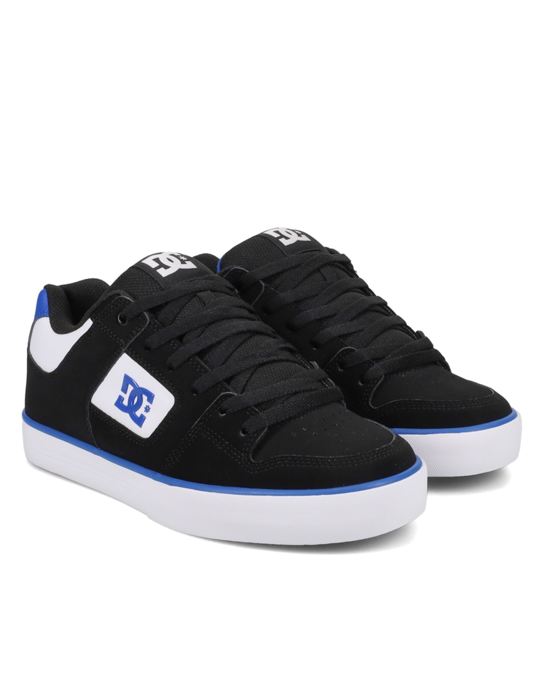 Sneaker DC SHOES "Pure", Herren, Gr. 6,5(38,5), schwarz, blau, weiß, 55, 4% Leder, 44, 6% Synthetik, Schuhe Skaterschuh Sneaker low