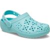 Clog CROCS "Classic Floral Cut Out Clog", Kinder, Gr. 38, blau (hellblau), Croslite, geblümt, casual, Schuhe, Sandale mit schwenkbarem Fersenriemen