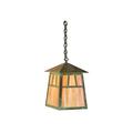 Arroyo Craftsman Raymond 1-Light Outdoor Hanging Lantern Glass/Metal in Black/Brown | 15.5 H x 9.88 W x 9.88 D in | Wayfair RH-10M-BZ