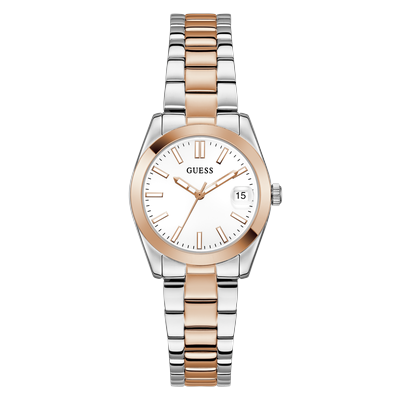 Quarzuhr GUESS "ALICE", silberfarben, roségoldfarben, Armbanduhren, Damen, Armbanduhr, Damenuhr, Edelstahlarmband, Datum, Kristallglas Image