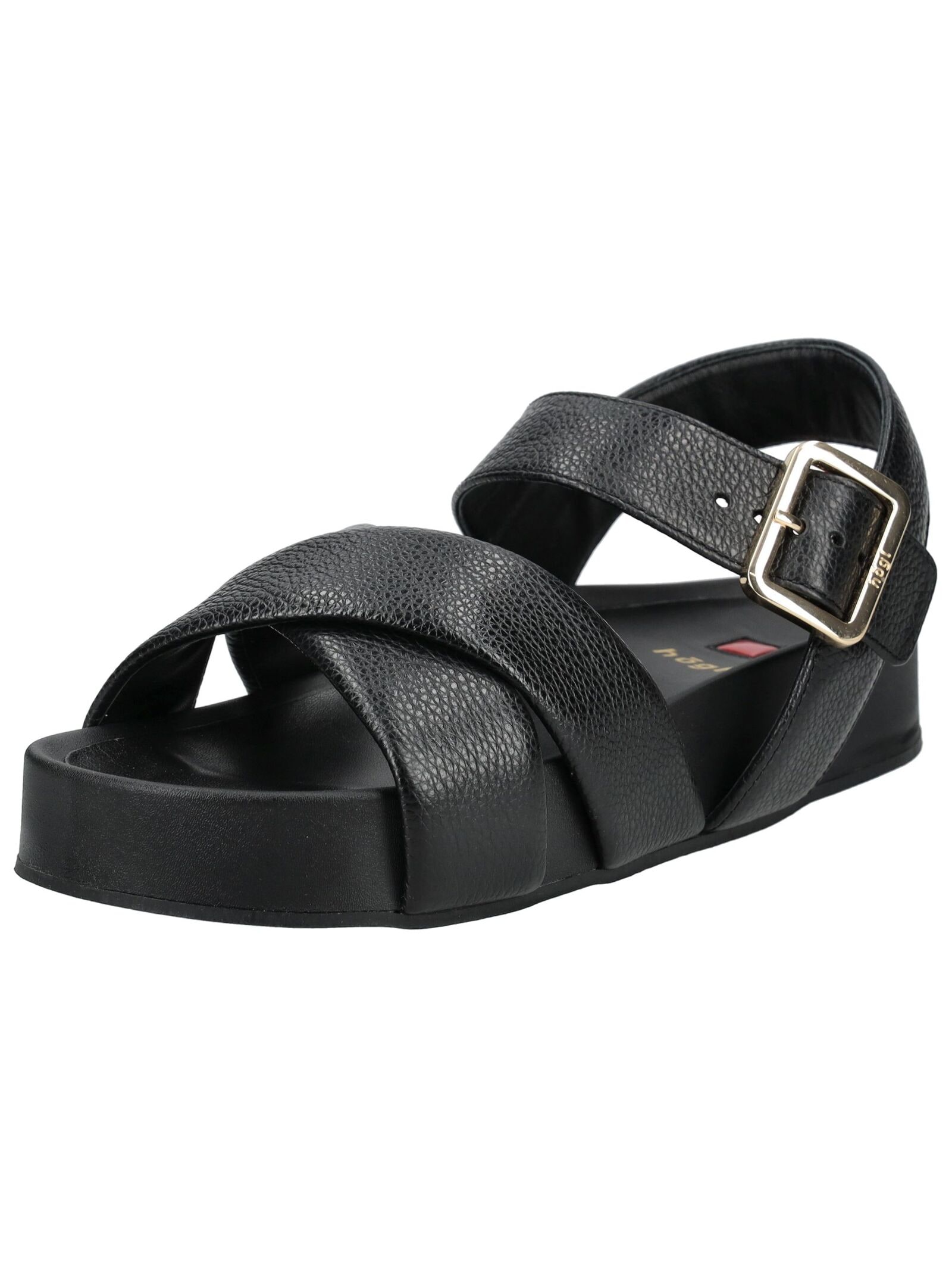 Plateausandaletten HÖGL "Högl Sandalen Leder", Damen, Gr. 38, schwarz, Leder, Casual, Schuhe