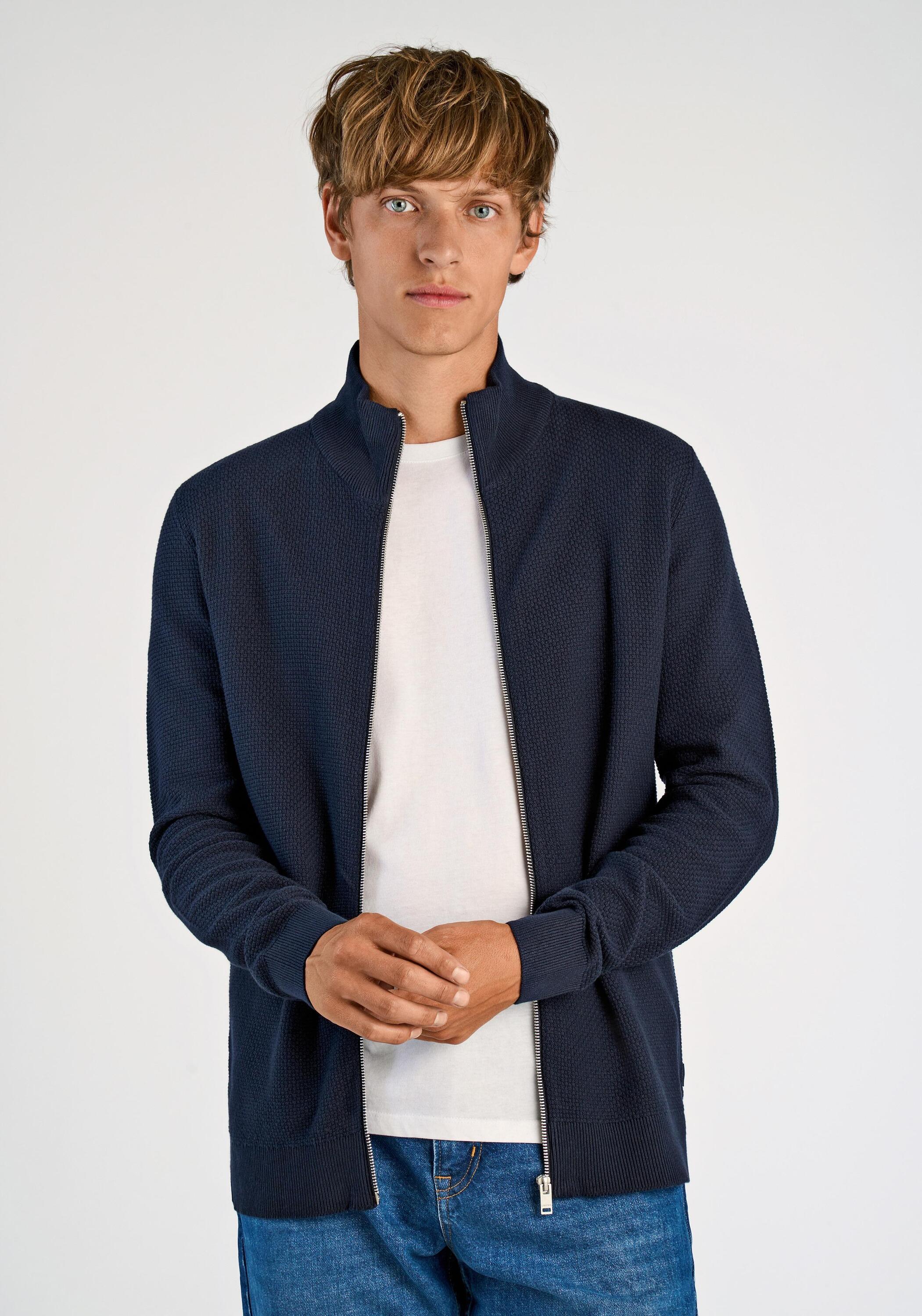 Strickpullover LINDBERGH "Strickpullover Relaxed Fit", Herren, Gr. XXL, blau (navy), Obermaterial: 60% Baumwolle, 40% Polyester, unifarben, Pullover Strickpullover