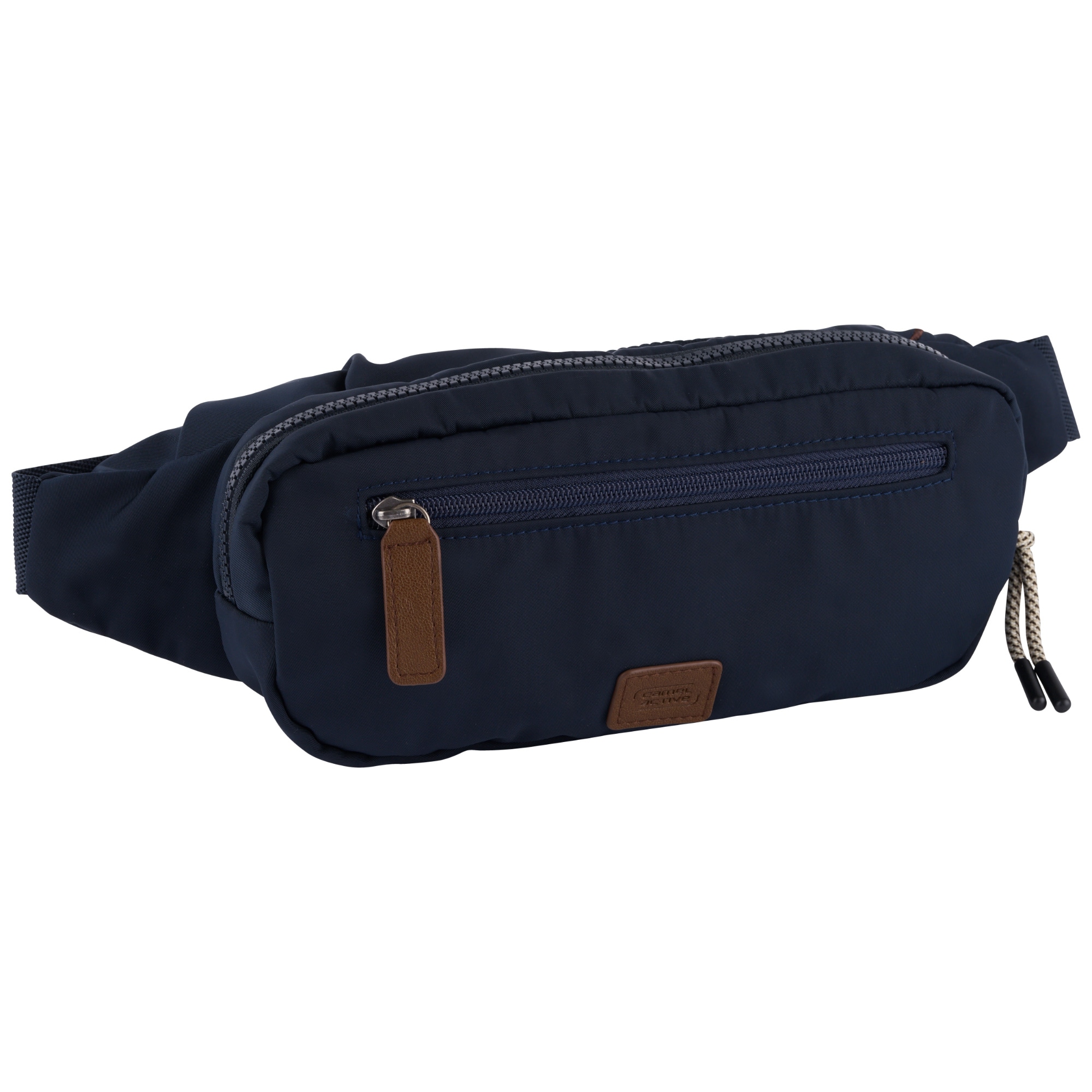 Bauchtasche CAMEL ACTIVE "Aurum", Damen, Gr. B/H/T: 37,5cm x 15cm x 6cm, blau, Polyester, beschichtet, clean, unifarben mit Farbeinsätzen, Taschen, aus recyceltem Polyester in Nylonstruktur, leicht & mit feinen Details