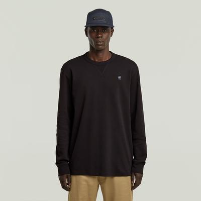 Longsleeve G-STAR "Nifous R", Herren, Gr. L, schwarz (dk schwarz), Jersey, Obermaterial: 100% Baumwolle, unifarben, casual, regular fit, Rundhals, Langarm Rippbündchen, Shirts, mit geripptem Einsatz vorne Image