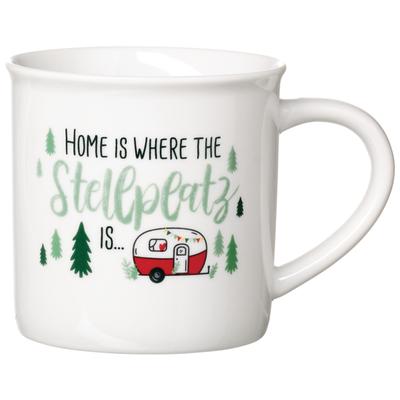 Becher RITZENHOFF & BREKER "Camping", bunt, B:13cm H:9cm Ø:9cm, Porzellan, Trinkgefäße, "Home is where the Stellplatz is..." - in Geschenkbanderole Image