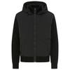 Blouson BOSS ORANGE "Kiaccio", Herren, Gr. XL, schwarz (schwarz001), Web, Obermaterial: 48% Schurwolle, 48% Polyacryl, 3% Polyamid, 1% Elasthan, unifarben, casual, Langarm Rippbündchen, Jacken, mit fester Kapuze, Ärmel, Rückteil und Kragen aus Strick