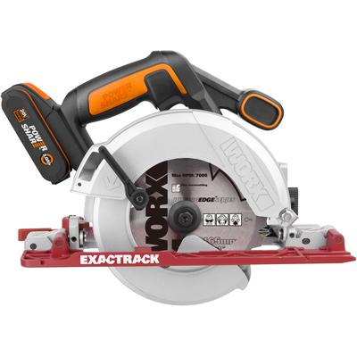 Akku-Handkreissäge WORX "WX530", schwarz (scharz), B:18,6mm H:24,6mm L:32,2mm, Sägemaschinen, Absaug-Adapter, Gehrungschnitt, 165 mm Sägeblatt, inkl. Akku&Ladegerät Image