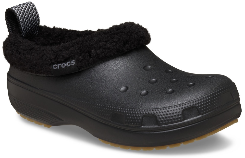 Clog CROCS "Unisex Classic Lined Shorty", Herren, Gr. 38, schwarz, Croslite™, Schuhe Clog, Regenschuh, Outdoorschuh, Hausschuh mit Warmfutter