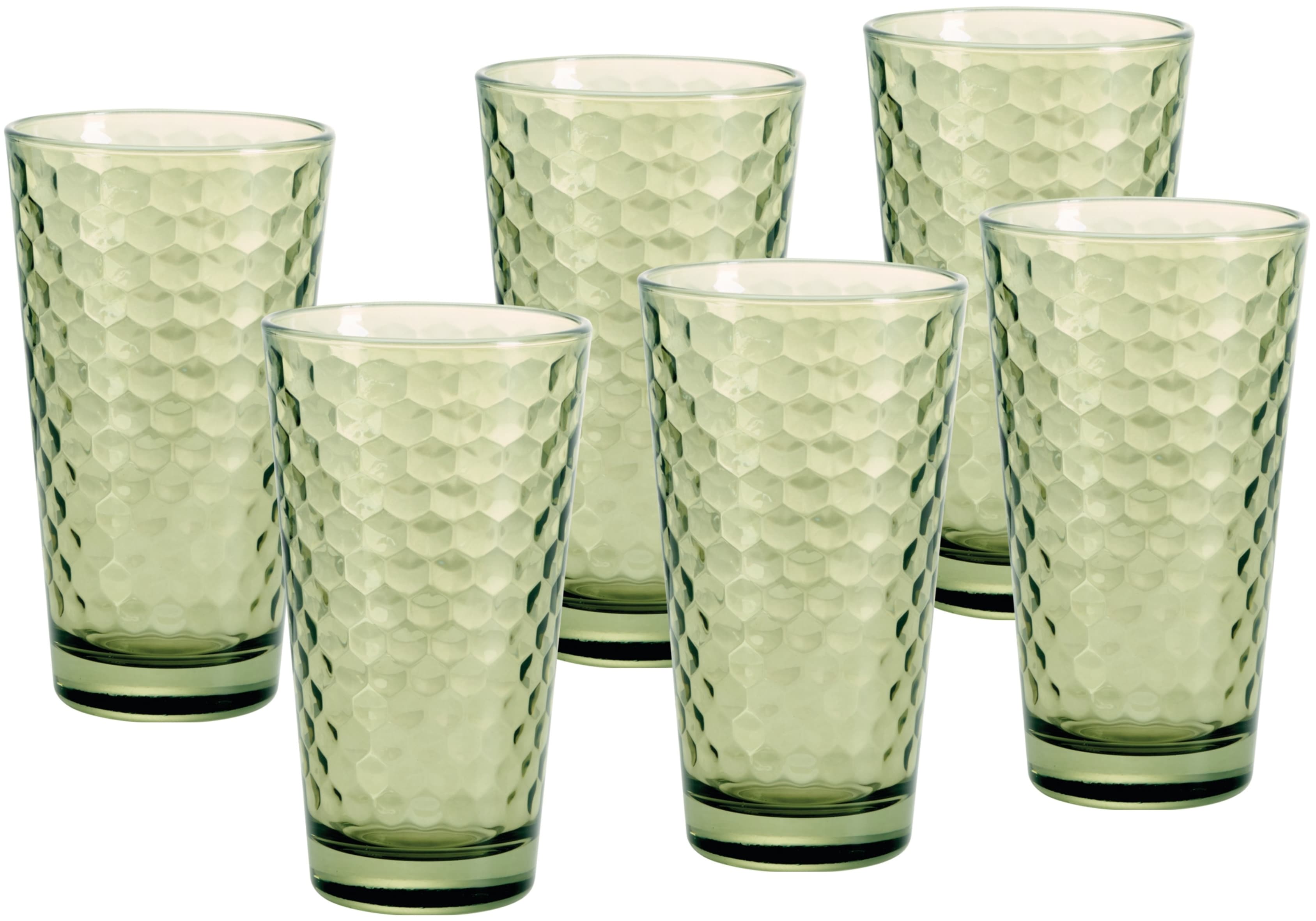 Longdrinkglas RITZENHOFF & BREKER "Favo", grün (oliv), B:8,4cm H:14,2cm Ø:8,4cm, Glas, Trinkgefäße, 6er Set, je 350 ml Image