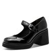 Spangenpumps TAMARIS, Damen, Gr. 40, schwarz, Lacklederimitat, glänzend, unifarben, modisch, Schuhe, Blockabsatz, Partyschuh, Pumps in veganer Verarbeitung