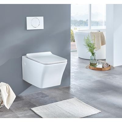 Tiefspül-WC WELLTIME "Trento Plus", weiß (weiß, l.56 x b.36 x hell31 cm), B:35cm H:34,5cm T:55cm, WCs, Wand WC inklusive Toilettendeckel, Hänge-WC aus Sanitärkeramik Image