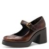 Spangenpumps TAMARIS, Damen, Gr. 41, braun, Lacklederimitat, glänzend, used, modisch, Schuhe, Blockabsatz, Partyschuh, Pumps in veganer Verarbeitung