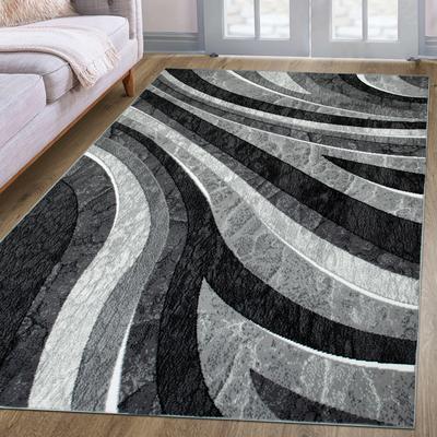 Teppich MY HOME "Livil, modernes Wellen-Design" Gr. 8, grau, B:280cm H:8mm L:380cm, Kunstfaser, Teppiche, 3D-Effekt, Kurzflor, Wohnzimmer, Esszimmer, Schlafzimmer Image