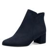 Stiefelette TAMARIS, Damen, Gr. 37, blau (navy), Textil, unifarben, Veloursleder, elegant, Schuhe, Blockabsatz, Basicstiefelette in veganer Verarbeitung