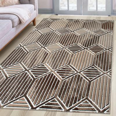 Teppich MY HOME "Hedly, 3D-Effekt" Gr. 4, beige, B:160cm H:8mm L:230cm, Kunstfaser, Teppiche, softer Kurzflor, pflegeleicht, leichter Glanz, Scandi-Look Image