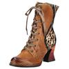 Schnürstiefelette LAURA VITA "LAURA VITA Stiefelette Leder/Textil", Damen, Gr. 41, braun (camel), Leder, Textil, casual, Schuhe