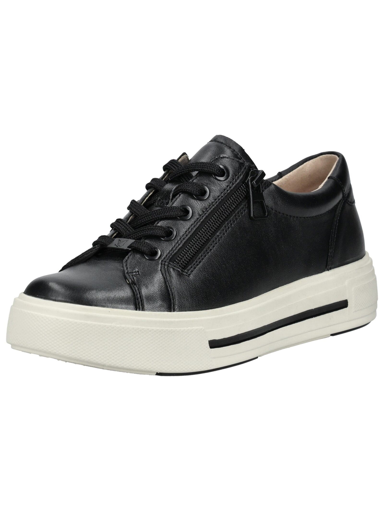 Plateausneaker CAPRICE "Caprice Sneaker Leder", Damen, Gr. 39, schwarz, Leder, Schuhe